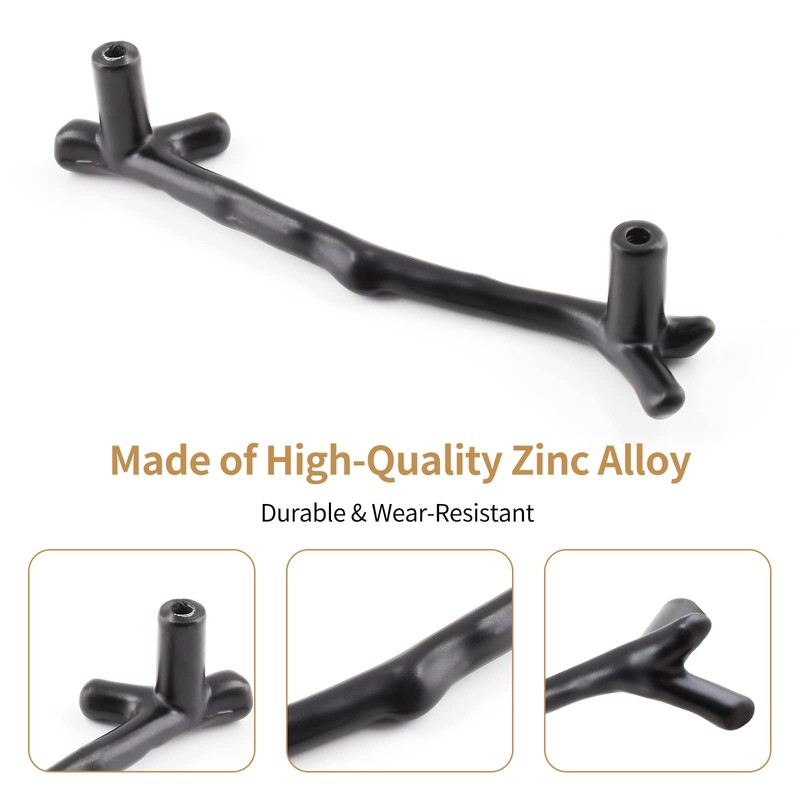 Bivethoi 10 Pack Twig Branch Drawer Handles Black Tree Branch