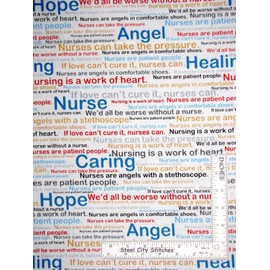 Windham Nurse RN LPN Medical Fabric Words on White Cotton Calling Nurses Windham By Yard