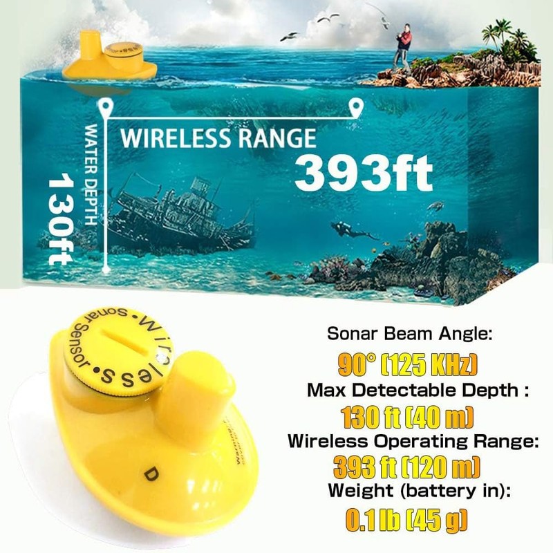 LUCKYLAKER Sonar Handheld Fish Finder Transducer Portable Water Depth Finder