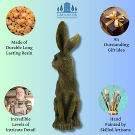 G&H Decor - 24cm Sitting Hare Statue - Statues for Living Room - Detailed Living Room Ornaments - Bronze Hare Ornament - Resin Animals - House Warming Gifts (Copper)