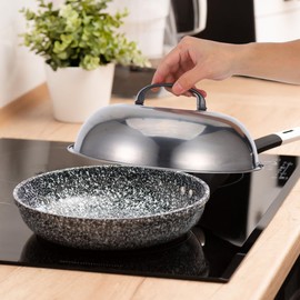 Universal Pot Lid 30cm Stainless Steel Thickened Pot Cover Melting Dome Lid for Cooking Steaming Basting Cover Flat Top Grill Accessories