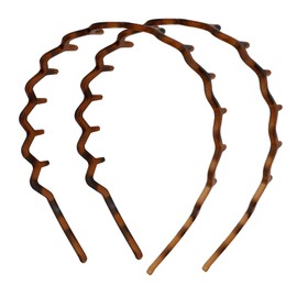 Plastic Headbands for Women,2pcs 90s Zig Zag Teeth Hair Band,Non-Slip Head Accessories for Girls,Shark Tooth Hair Comb,Curly Hair Headband,Head Band Accessories for Washing Face,Brown Leopard