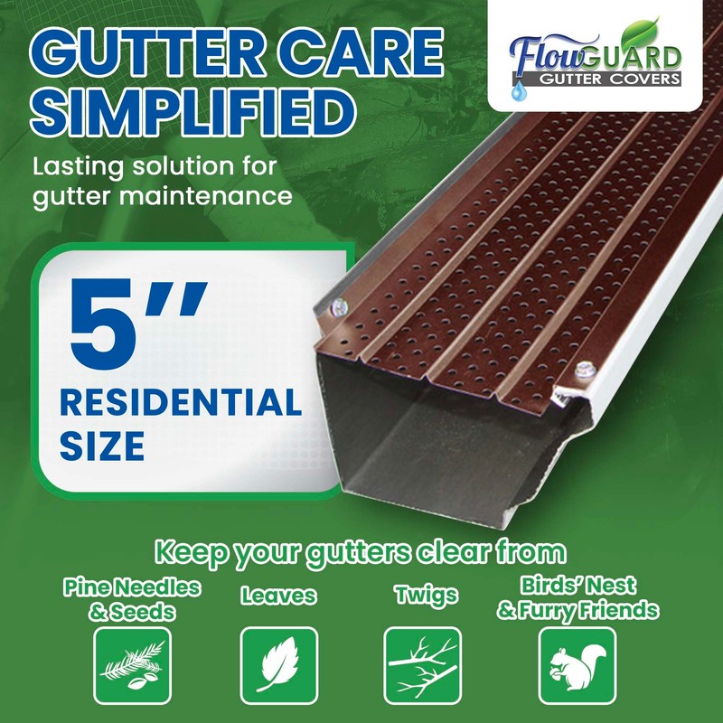 FlowGuard USA Made Professional DIY 5 Inch 50-Year Gutter Cover