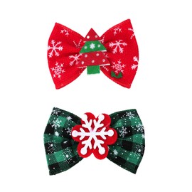 Baby Girls Christmas Hair Bow Clip Red and Green Santa Claus Hair Accessories Alligator Clip Non-slip Winter Xmas Gift(Christmas Reindeer-B)