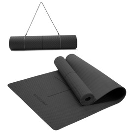 Ewedoos Eco Friendly Yoga Mat with Alignment Marks TPE Non Slip Hot Yoga Mat Thick 1/4'' Anti-Tear Surfaces Exercise Mats for Home Workout Fitness Pilates