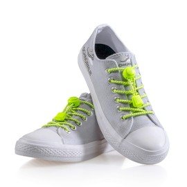 Schnürrlie Lace-up elastic shoelaces – quick lacing system with rubber and without ties – for children, adults, 1 pair., yellow