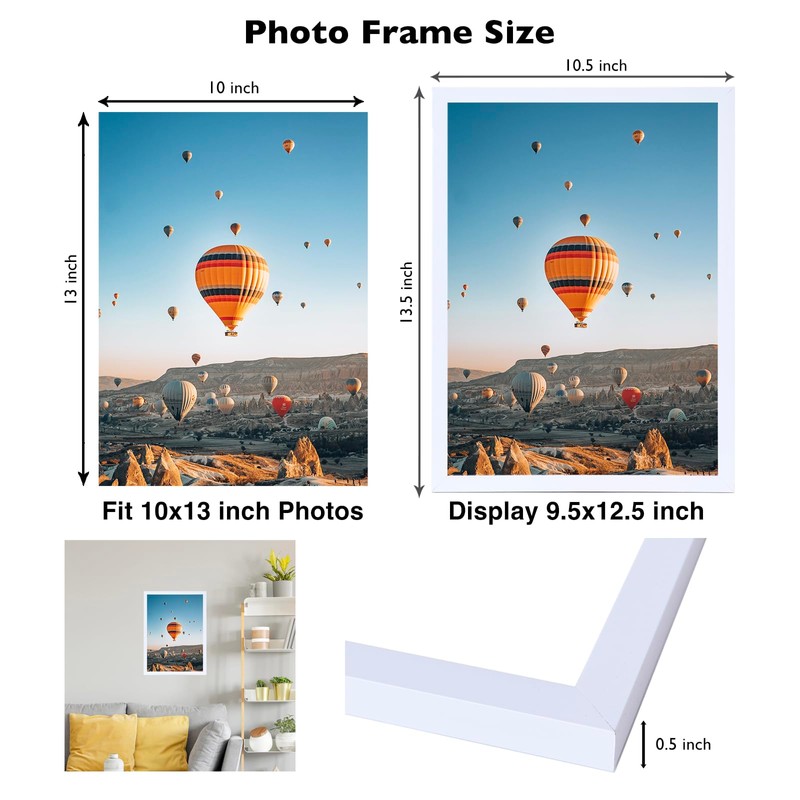 JCJMY 10x13 Picture Frame Set of 3 White for Wall