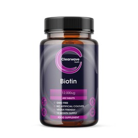 Biotin - 12,000 mcg High Dose - 400 Biotin Tablets (Supply for 13 Months) - Vegan - Hair Growth Supplement - Made by Clearwave Health