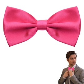 Hot Pink Bow Tie for Men Pre Tied Bow Ties for Men Adjustble Bow Tie for Prom Church Accessories for Husband Son Wedding Costume Accessories Mens Hot Pink Bow Tie for Suit Accessory