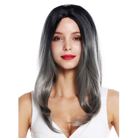 WIG ME UP - ZM-1811-171Dye1B women's quality wig long sleek middle parting ombre balayage black grey