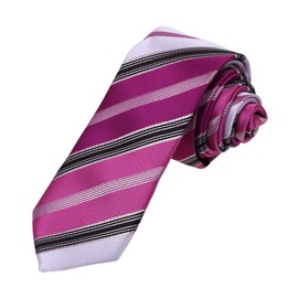 DAE7A21F Orchid Black Stripes Microfiber Skinny Tie For Lawyers Slim Tie By Dan Smith