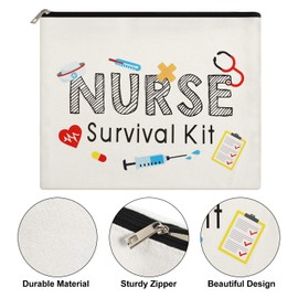 Boao 2 Packs Nurse Survival Kit Cosmetic Bag Funny Makeup Bag Nurse Gift for Women, Nursing Student, Nurse Practitioner, Nurse Appreciation Week Gift Travel Bag