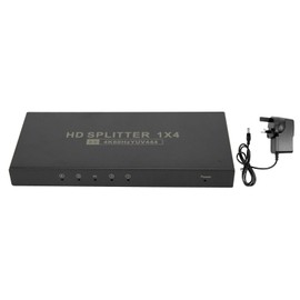 HD Multimedia Interface 2.0 Splitter 4K 60Hz 1 in 4 Out 18Gbps HDCP2.2 RGB444 Duplicate Mirror Screen Adapter 100‑240V UK Plug