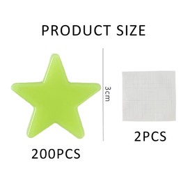 Pack of 200 Fluorescent Stars, Glow in the Dark, Plastic Stars, Glow Stars in Children's Room, Car Luminous Car Stickers
