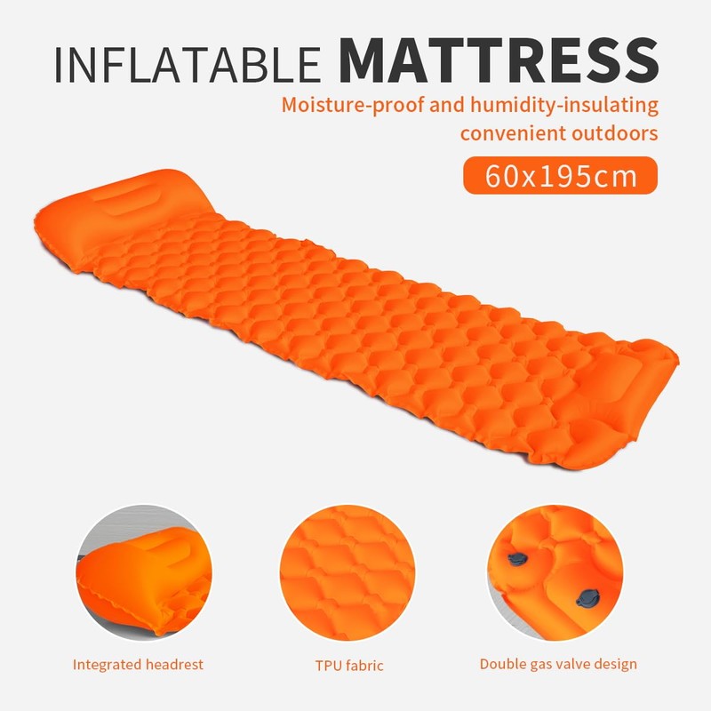 Baiao Self Inflating Camping Sleeping, Ultralight Sleeping Pad with Pillow,