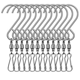 Abfgift 12 Pack Swivel Hooks Clips for Hanging Wind Spinners Wind Chimes Bird Feeder Crystal Twisters Party Supplies Swivel Hook 360 Degree Rotating Stainless Steel Silver