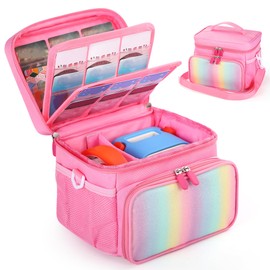 TATAVR Reisetasche Kompatibel mit Yoto Player (3 Generation), Kartenhalter Halten bis zu 30 Karten mit Schultergurt, Reisetasche für Bluetooth Audio Lautsprecher und Kopfhörer Zubehör (Rosa)