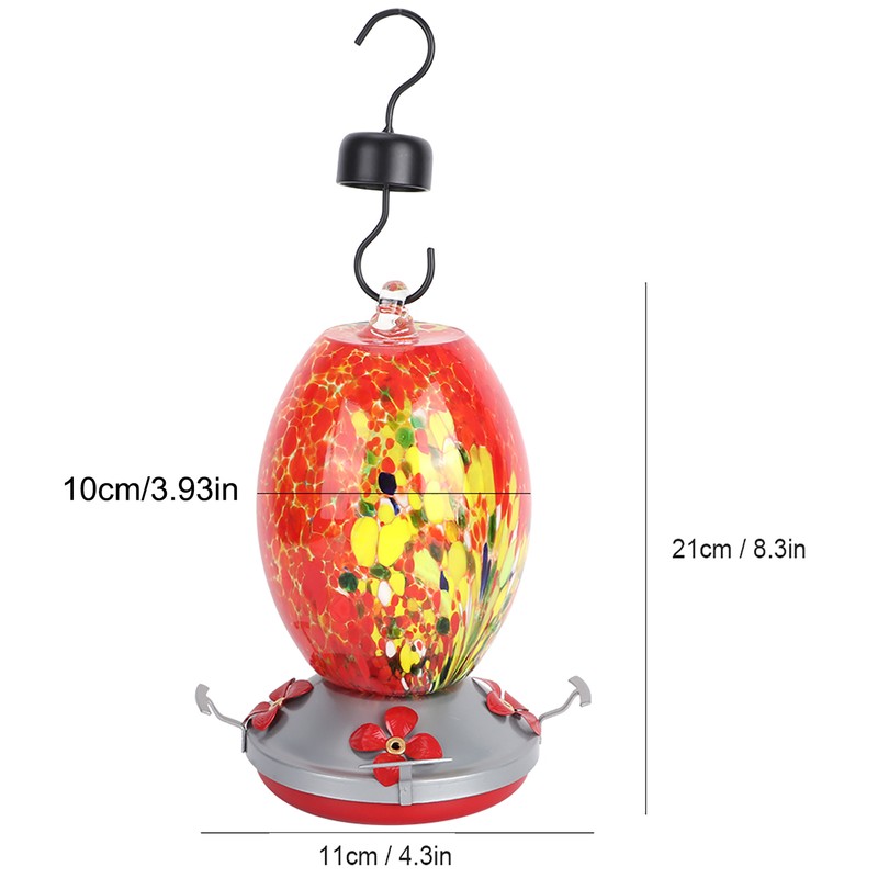 Hummingbirds Water Feeder Colorful Painting Glass Bird Feeding Tool for