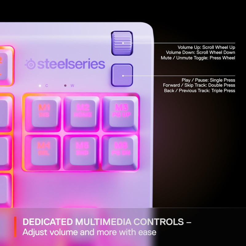 SteelSeries Apex 3 TKL Lavender RGB Gaming Keyboard — Tenkeyless