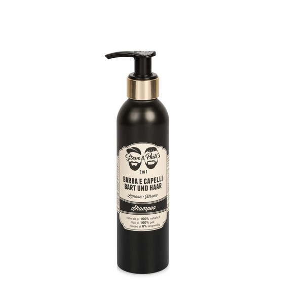 Steve & Phill's Hair and Beard Shampoo, 200 ml - 100% Natural, 100% Horny, 0% Boring - Suitable for All Hair Types, with Organic Salvage Pine Oil from South Tyrol (Lemon)