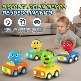 HBKUUY 4 Piezas De Press and Go Juguetes De Coches, Juego De Coches De Carreras De Dinosaurios, Adecuado para Regalos De Cumpleaños Infantiles (Dinosaurios-01)