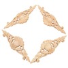MUXSAM 4pcs Wood Carved Mouldings Onlay Applique Decal Long Unpainted