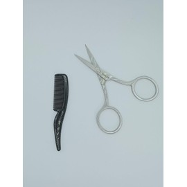 PRACTICO KIT DE TIJERA PARA RECORTAR BARBA Y CEJA + MINI PEINE