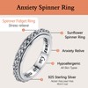 Teioa Sunflower Anxiety Relive Spinner Rings Sterling Silver Fidget Rings