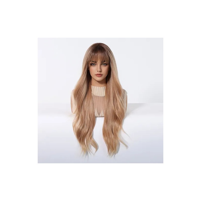 Pelucas De Mujer Dama Larga Y Ondulada Rubio Cabello Natural