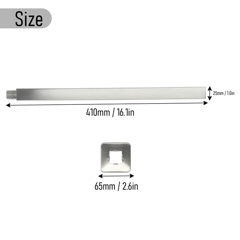 NPT1/2 Wall Mounted Shower Arm Brushed Concealed Stainless Steel Shower