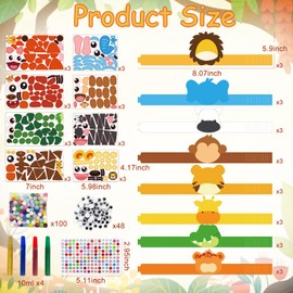 Cinrobiye 24 Sets Jungle Animal Headbands Craft Kits Safari Party DIY Paper Headbands Jungle Safari Art Craft Hats Zoo Animal Party Favors Decorations for Classroom Activities Supplies