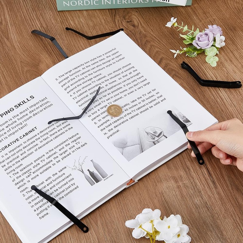 SUPERFINDINGS 10Pcs Metal Book Stand Page Clips Book Page Holder