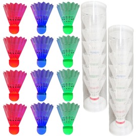 Xerteam Led Badminton Shuttlecocks, 12 Pcs Outdoor Shuttlecocks Colorful Light Shuttles Sport Training Badminton, Light Up Plastic Badminton Training at Night(3 Colors)