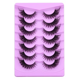 ALICE Eyelashes Fox Eye Lashes Mink Faux Fluffy Natural False Eyelashes Wispy Cat Eye Lashes Pack Fake Eyelashes 7 Pairs