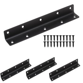 Redunest L Bracket, Heavy Duty Corner Brace, 4 Pack 8" Metal Shelf Bracket Angle Bracket for Shelves, Black Metal Braces for Wood,200mm Overall Length