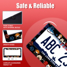 Funny Dogs License Plate Frame Colorful Dog Paws Line License Plate Frames Animal Auto Accessory Bracket Stainless Steel Personalise Dog License Plate for Men Women 6.3 x 12.3 Inch