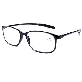 DOOViC Blaulichtfilter Computer Lesebrille Schwarz/Eckig Flexibel Anti Rutsch Brille mit Stärke für Damen/Herren 2,75