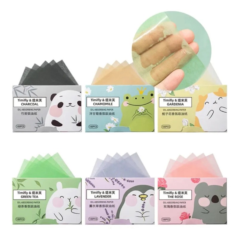 Papel Arroz Absorbente Grasa Facial Timifly Set 300 Hojas Lavanda