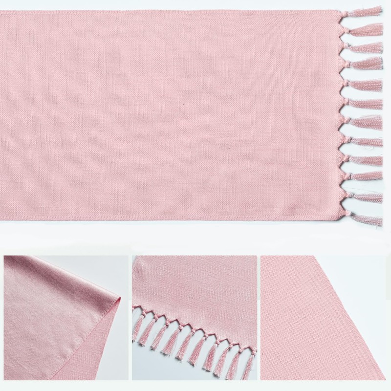 Artoid Mode Blush Pink Country House Style Tassels Table Runner,