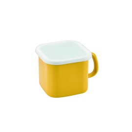 Pearl Metal HB-5363 Cook Pot, Square Shape, 4.7 inches (12 cm), Enamel, Induction Compatible, Can Also Be One Hand Pot, Storage Container, Ready to Refrigerator, Yellow, Petite