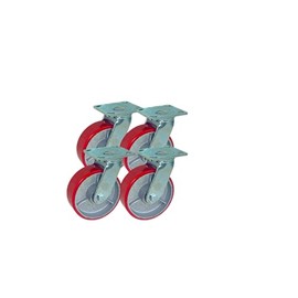 6" x 2" Heavy Duty Metal CASTERS with Poly Tread - Foghorn Construction (4 Swivel Set)