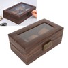 3 Slot Watch Display Case Wood Detachable Pillow Glass Cover