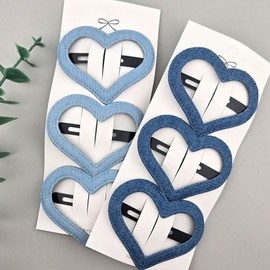 BizTalk HA-2-02 Hair Accessory Hair Pin Denim Heart Snap Pin 65x50mm Point Pin / 비즈톡 HA-2-02헤어악세사리 헤어핀 데님하트똑딲핀 65x50mm 포인트핀