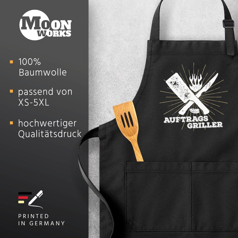 MoonWorks Men's BBQ Apron Grill King Apron for Men Crown,