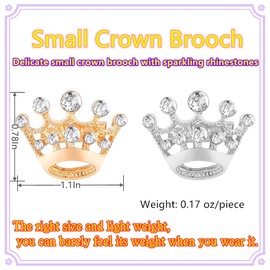 Lot of small crown brooch pins for women men set fashion elegant noble golden silver crown brooches pin for women's ladies brooches bulk (24PCS-gold)