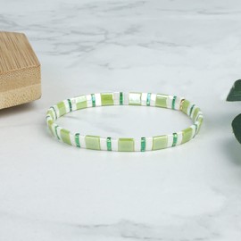 KELITCH Women's Bracelets Tila Beads Miyuki Beads Golden Beads Elastic Wrap for Adjustment Stackable Fashion Jewellery Set for Women