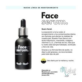 Face Serum MLashes con Ácido Hialurónico + Colágeno + Vitamina C + Vitamina E y Láminas de oro