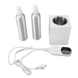 Massage Oil Heater Professional Single Bottle Quick Heating Lotion Warmer with 2pcs Aluminum Bottles 100‑240V US Plug