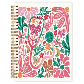 Qabliqo Boho Floral Nurse Spiral Notebook Journal 5.5x8.3, Nurses Week Gifts, Pink Floral Stethoscope Nursing Notebooks for Note Taking, Hardcover Journal, Nursing Gifts for Women