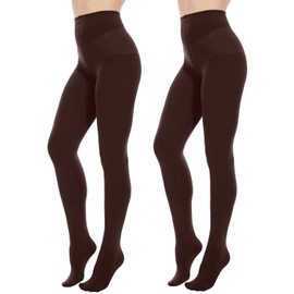 Citystl Opaque Coffee Tights for Women, 80D Tummy Compression Plus Size Tights, Control Top Microfiber Pantyhose for women(Coffeei-S/M)